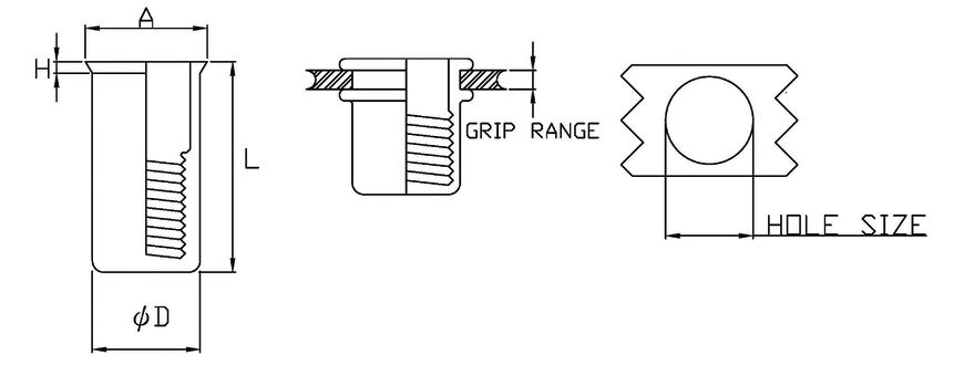 Small Flange Closed Ended Blind Rivet Nut