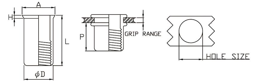 Small Flange Open Ended Blind Rivet Nut