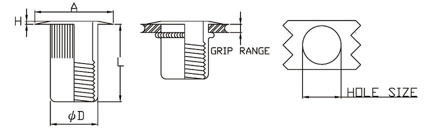 Flat Flange knurled Blind Rivet Nut